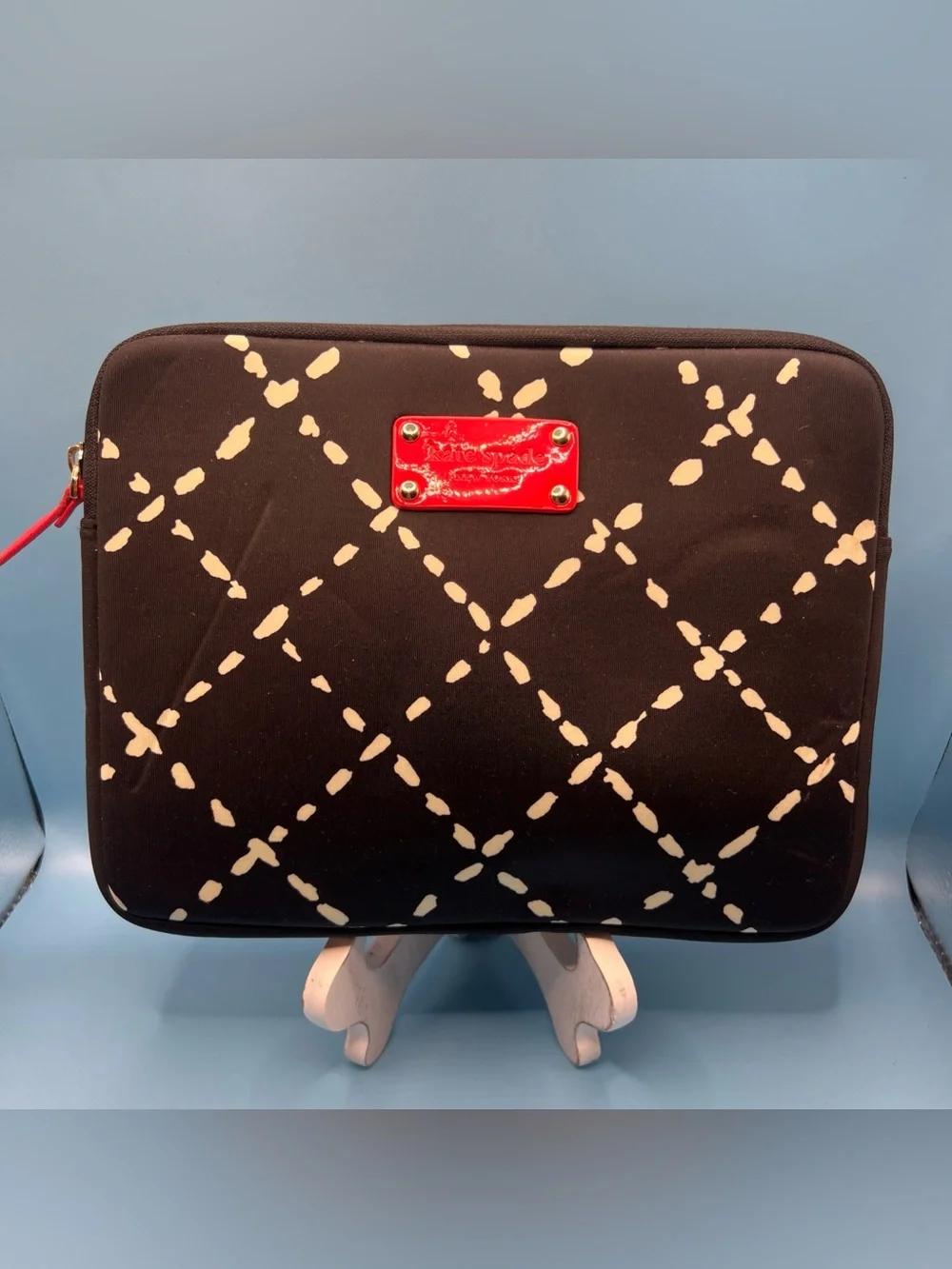 Genuine Authentic Kate Spade iPad Sleeve Case Pouch Black/White 10 1/4” by 8”